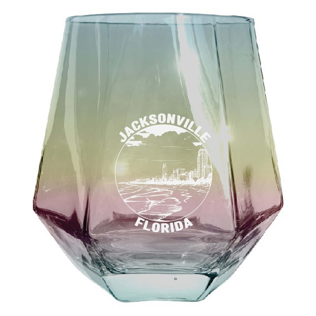 Jacksonville Florida Souvenir Stemless Diamond Wine Glass Engraved 15 oz Image 3