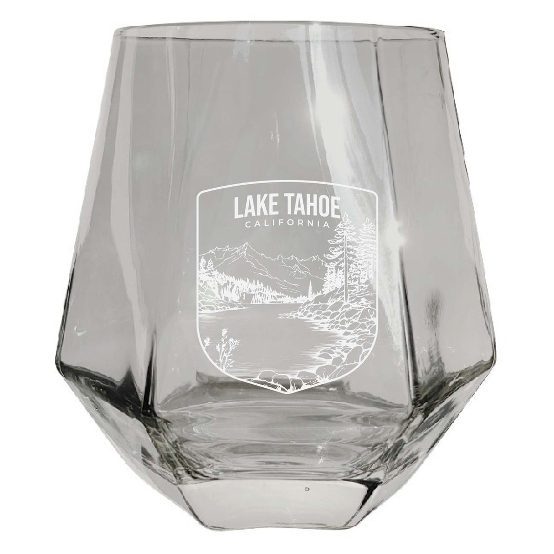 Lake Tahoe California Souvenir Stemless Diamond Wine Glass Engraved 15 oz Image 2