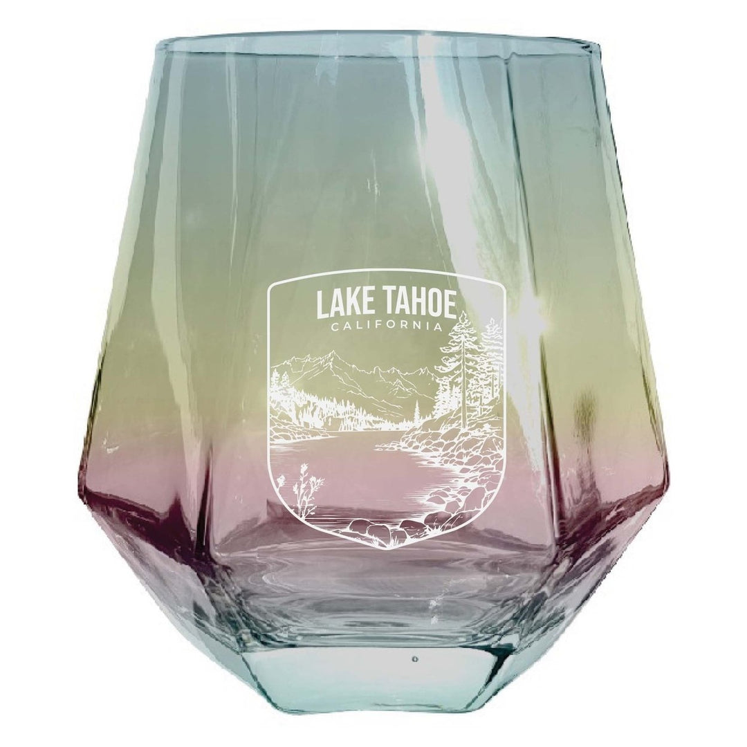 Lake Tahoe California Souvenir Stemless Diamond Wine Glass Engraved 15 oz Image 3