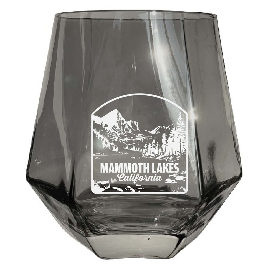 Mammoth Lakes California Souvenir Stemless Diamond Wine Glass Engraved 15 oz Image 1