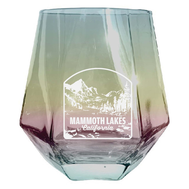 Mammoth Lakes California Souvenir Stemless Diamond Wine Glass Engraved 15 oz Image 3