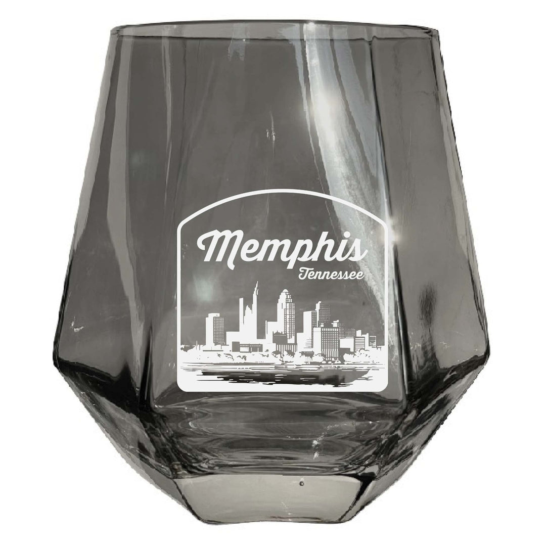 Memphis Tennessee Souvenir Stemless Diamond Wine Glass Engraved 15 oz Image 2