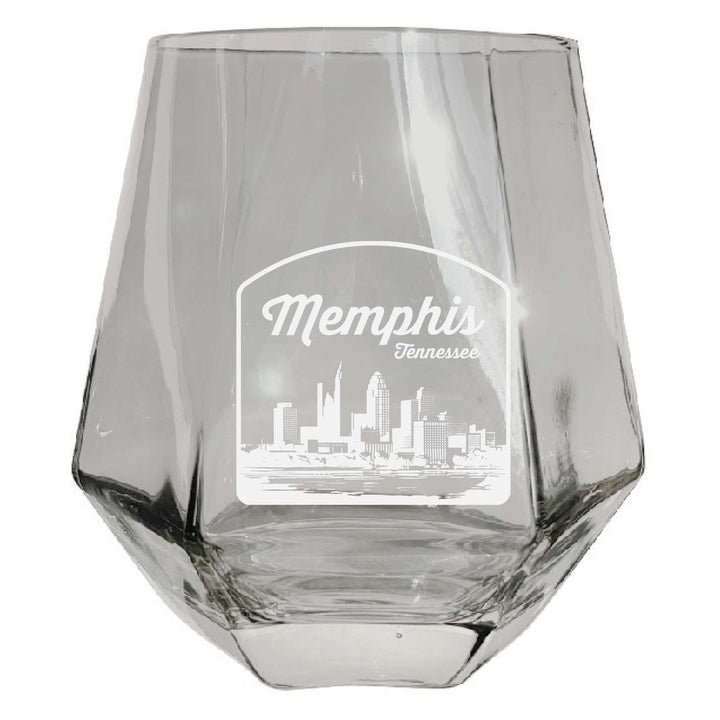 Memphis Tennessee Souvenir Stemless Diamond Wine Glass Engraved 15 oz Image 1