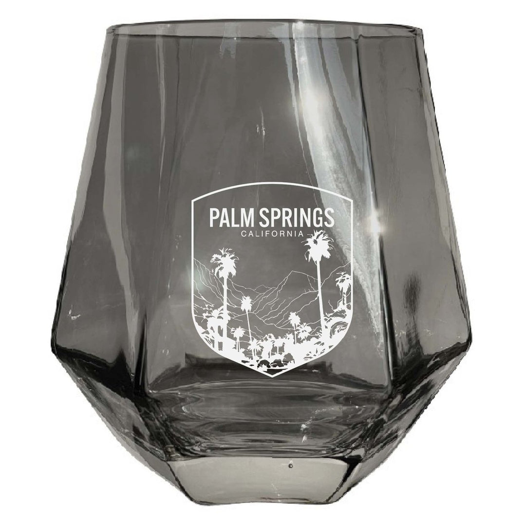 Palm Springs California Souvenir Stemless Diamond Wine Glass Engraved 15 oz Image 2