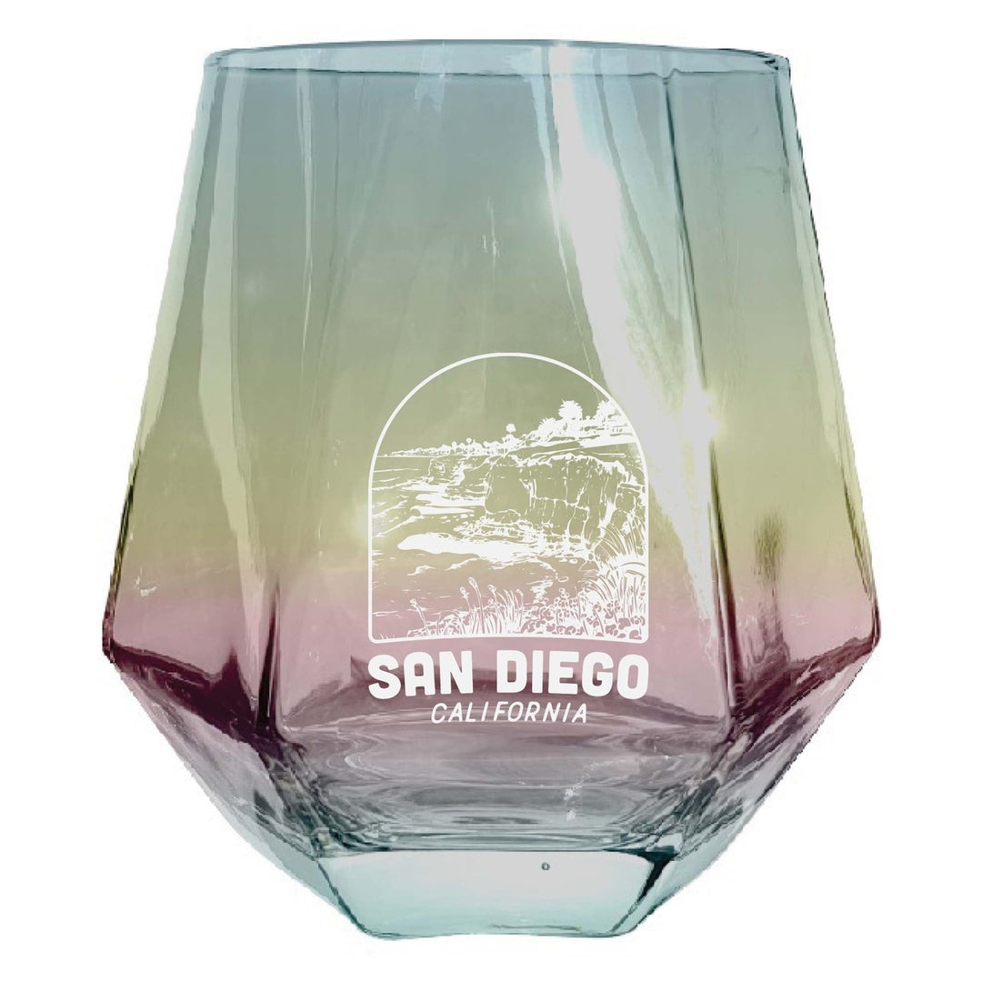 San Diego California Souvenir Stemless Diamond Wine Glass Engraved 15 oz Image 3