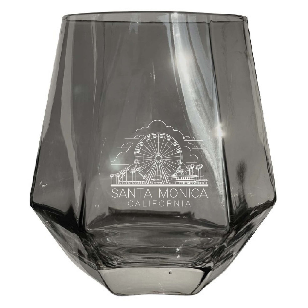 Santa Monica California Souvenir Stemless Diamond Wine Glass Engraved 15 oz Image 3