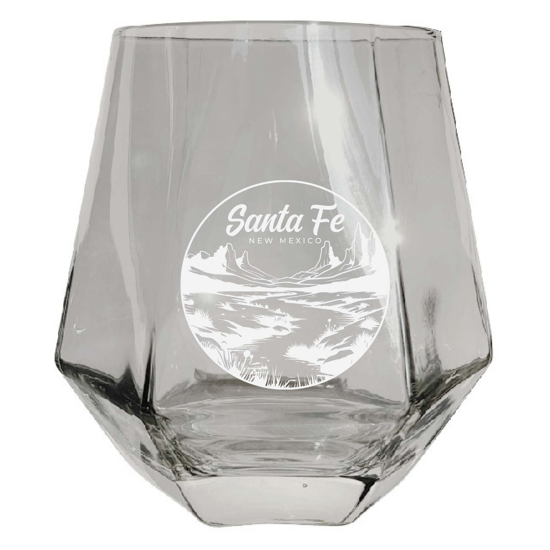 Santa Fe Mexico Souvenir Stemless Diamond Wine Glass Engraved 15 oz Image 1