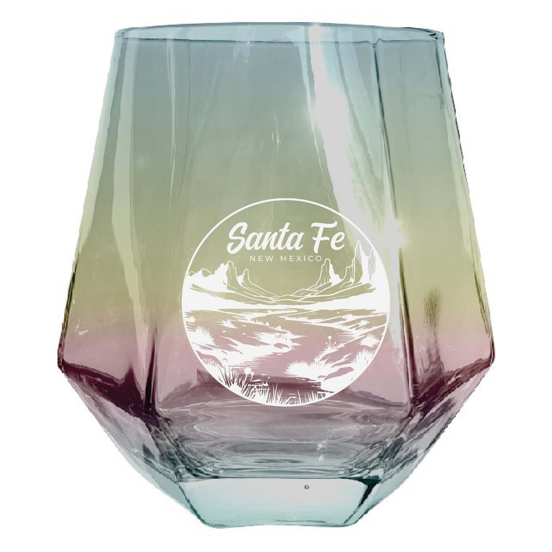 Santa Fe Mexico Souvenir Stemless Diamond Wine Glass Engraved 15 oz Image 3