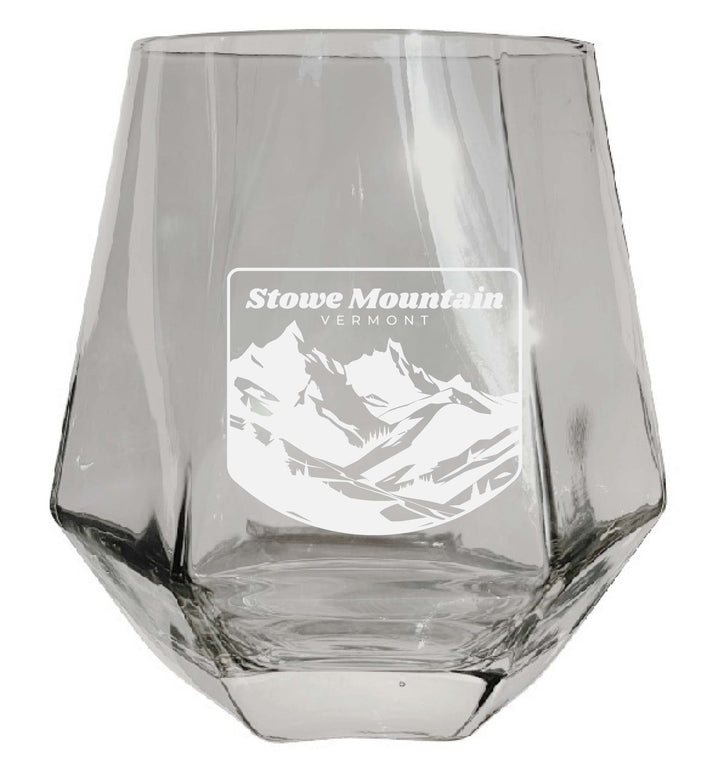 Stowe Mountain Vermont Souvenir Stemless Diamond Wine Glass Engraved 15 oz Image 2