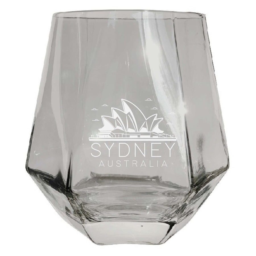 Sydney Australia Souvenir Stemless Diamond Wine Glass Engraved 15 oz Image 1