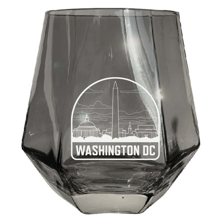 Washington DC Souvenir Stemless Diamond Wine Glass Engraved 15 oz Image 1