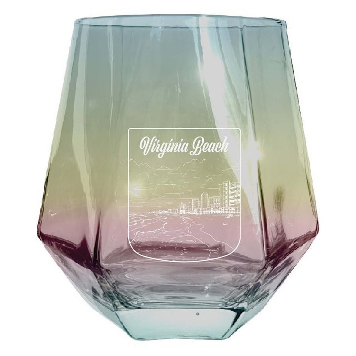 Virginia Beach Virginia Souvenir Stemless Diamond Wine Glass Engraved 15 oz Image 1