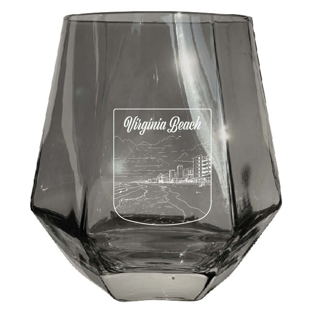 Virginia Beach Virginia Souvenir Stemless Diamond Wine Glass Engraved 15 oz Image 2