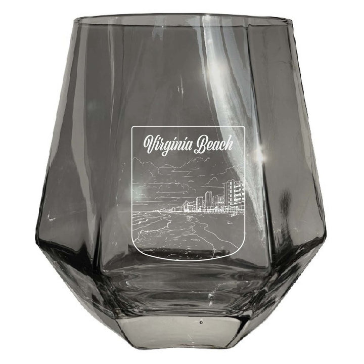 Virginia Beach Virginia Souvenir Stemless Diamond Wine Glass Engraved 15 oz Image 1