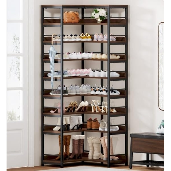 Tribesigns 9 Tier Corner Shoe Rack Organizer 78.74" Tall Freestanding Storage Shelf Image 1