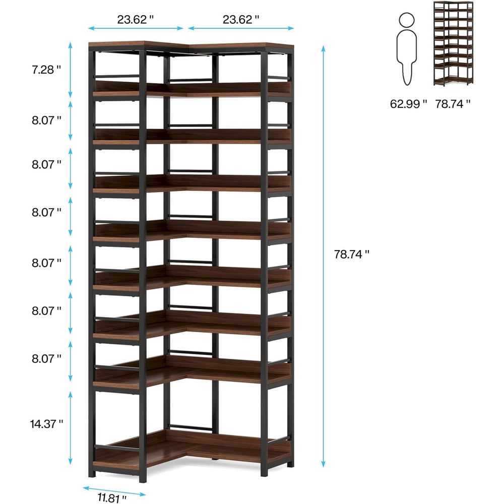 Tribesigns 9 Tier Corner Shoe Rack Organizer 78.74" Tall Freestanding Storage Shelf Image 2