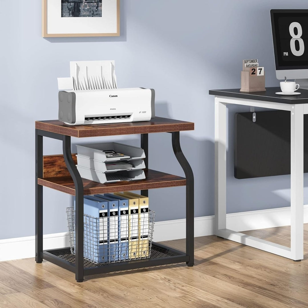 Tribesigns 3-Shelf Printer Stand with Storage Desk Organizer Under Desk Cart Image 2