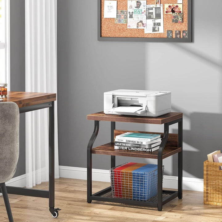 Tribesigns 3-Shelf Printer Stand with Storage Desk Organizer Under Desk Cart Image 3