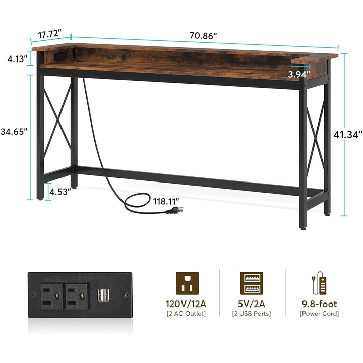 Tribesigns 70.9" Sofa Table with USB Ports and Outlets Behind Couch Console Table Image 6