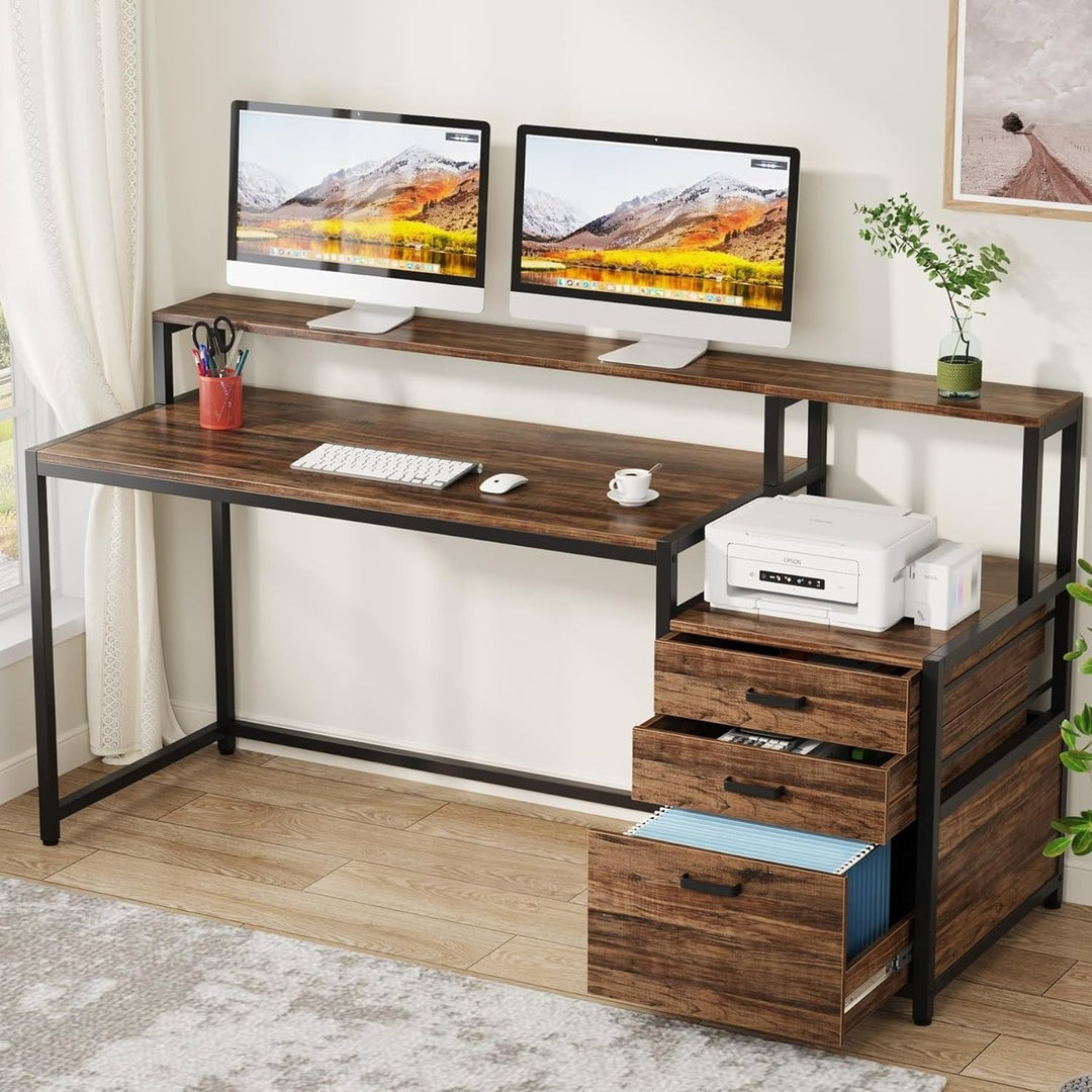 Tribesigns 63 Inch Office Desk with File Drawer Cabinet Ergonomic Computer Table Image 1