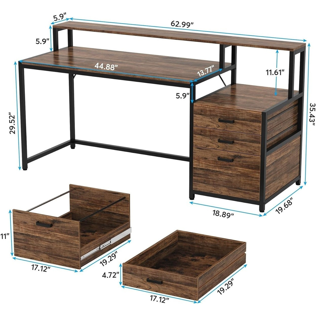 Tribesigns 63 Inch Office Desk with File Drawer Cabinet Ergonomic Computer Table Image 6