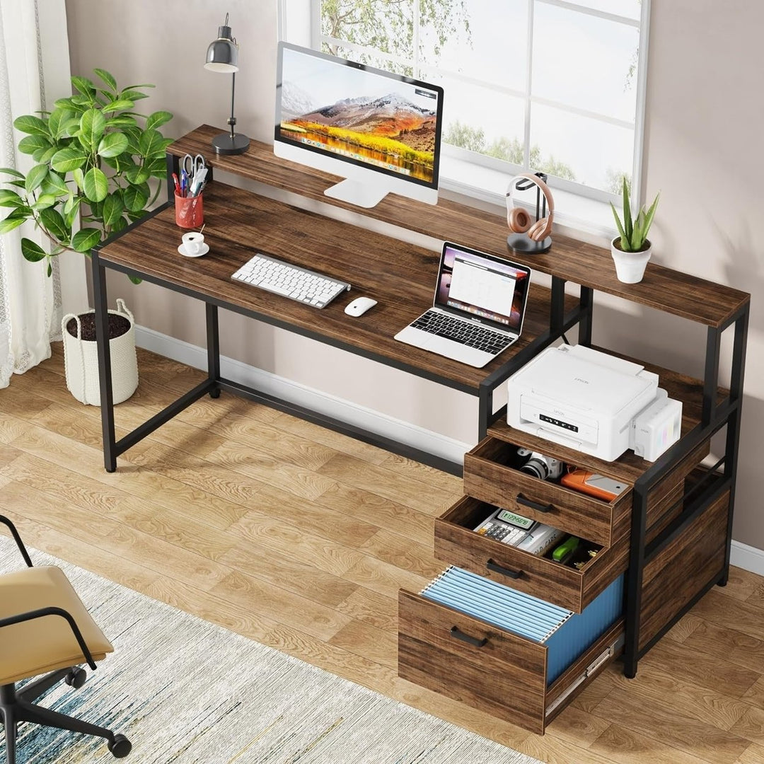 Tribesigns 63 Inch Office Desk with File Drawer Cabinet Ergonomic Computer Table Image 3