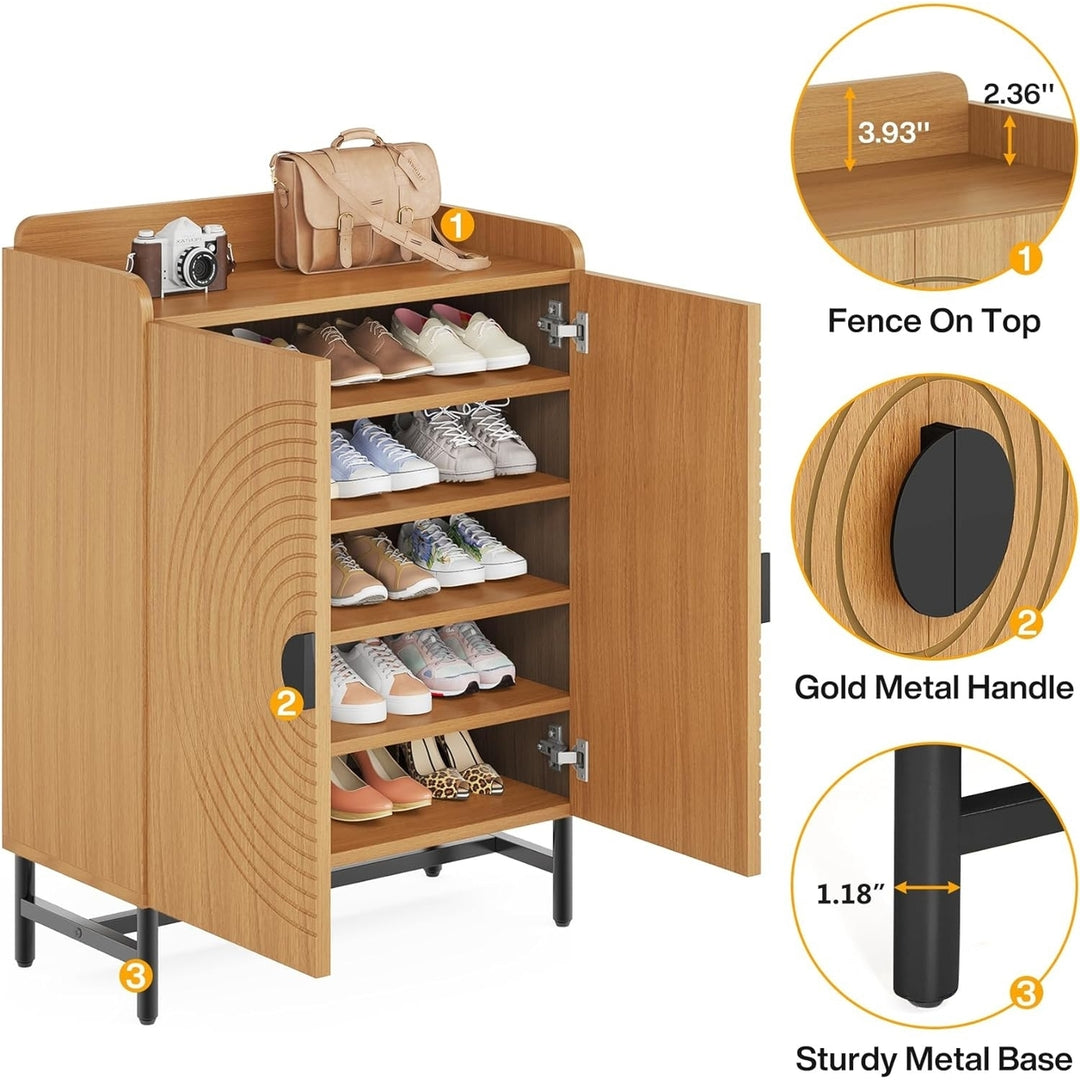 Tribesigns 6-Tier Shoe Cabinet Adjustable Shelves Rustic Wood Entryway Storage Image 4