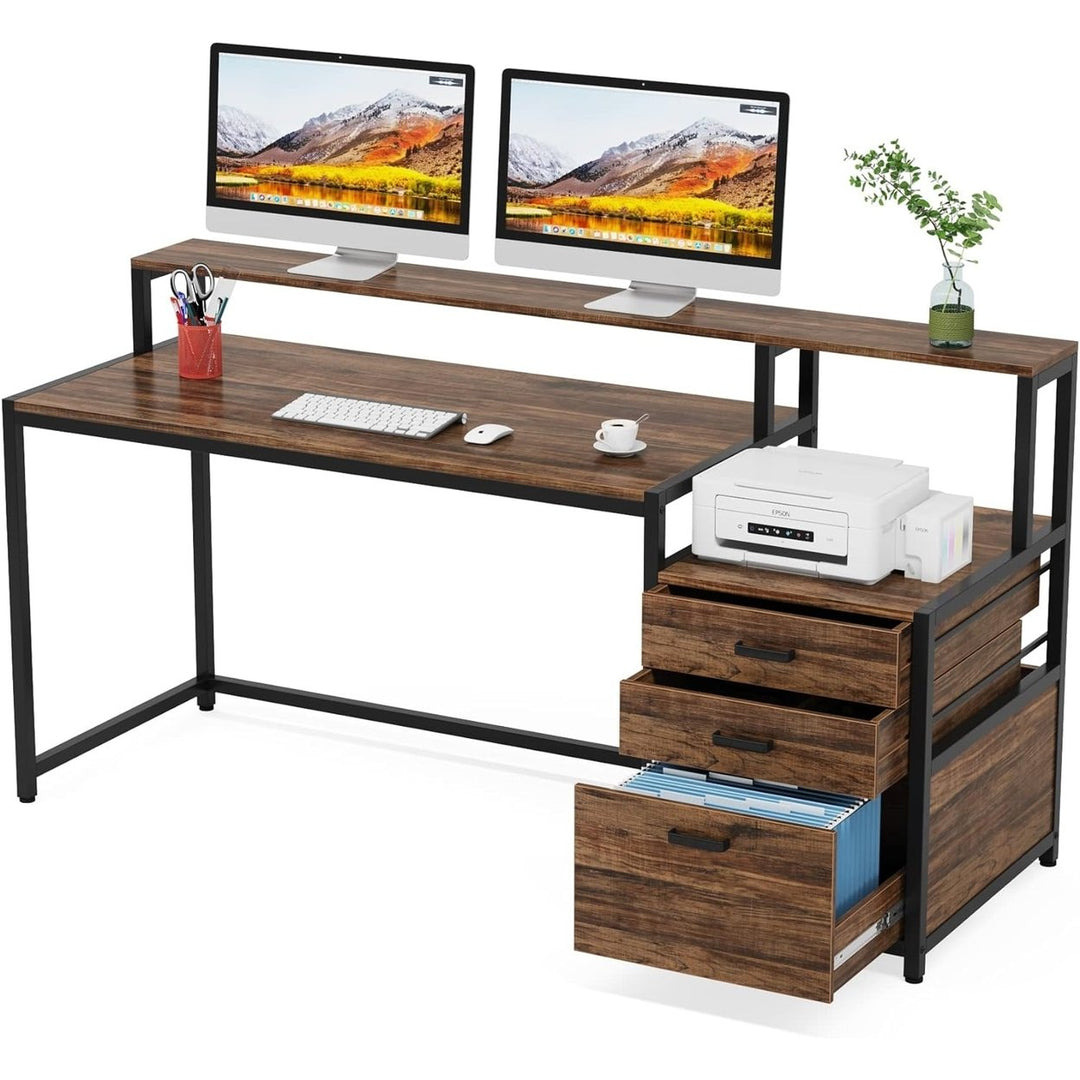 Tribesigns 63 Inch Office Desk with File Drawer Cabinet Ergonomic Computer Table Image 5