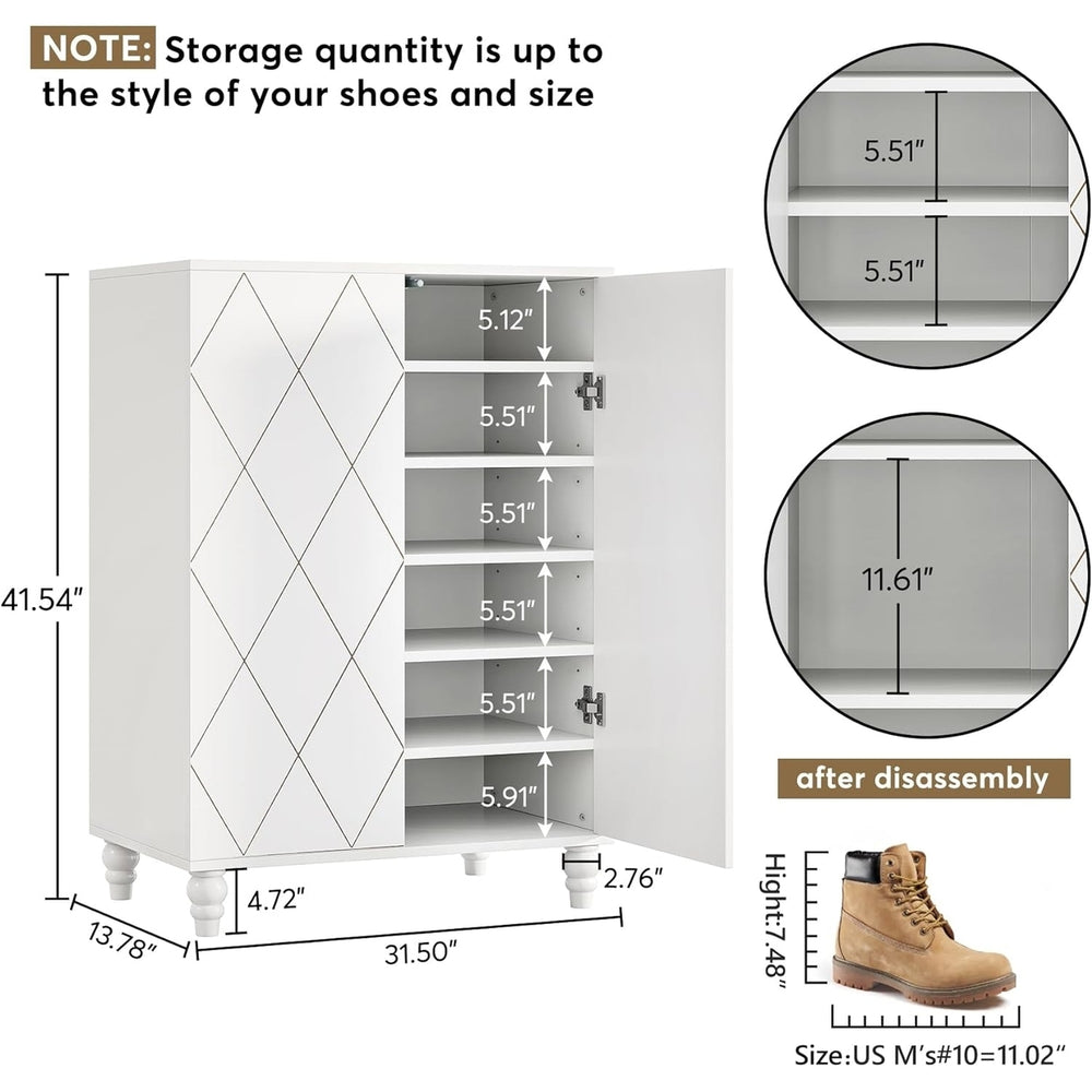 Tribesigns Shoe Organizer Cabinet Adjustable Shelves Wood Legs 2-Door Storage Image 2