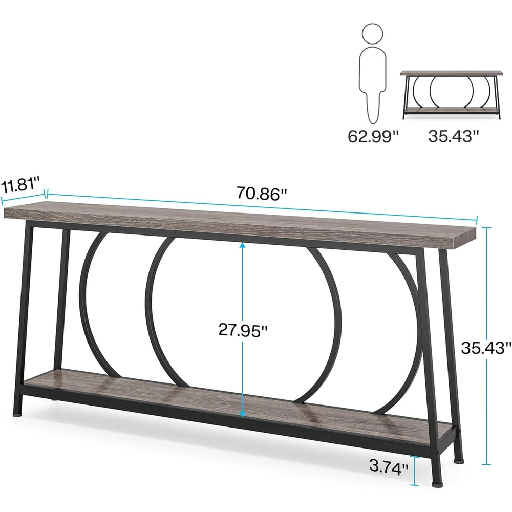 Tribesigns 70.9 Inch Grey Console Table with Storage Narrow Entryway Sofa Table Image 2