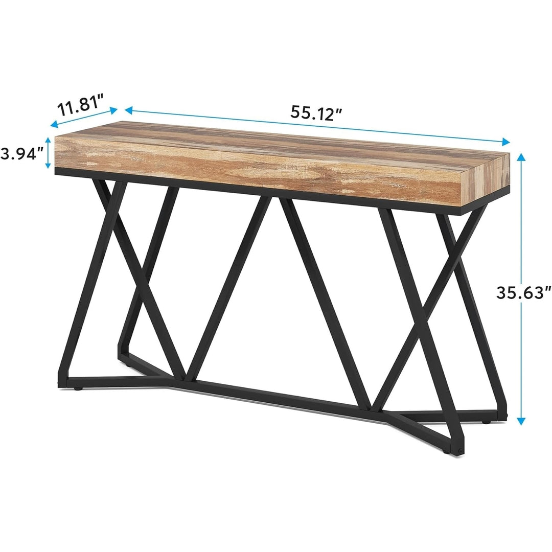 Tribesigns 55 Inch Console Table Wood Farmhouse Sofa Table with Metal Base Image 6