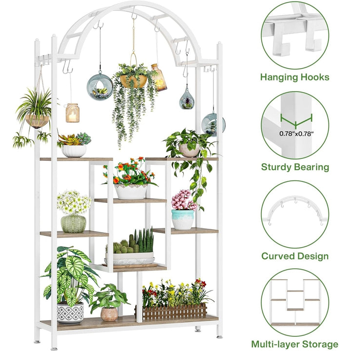 Tribesigns 5-Tier Plant Stand Arched Metal Flower Shelf Indoor Display Rack Image 5