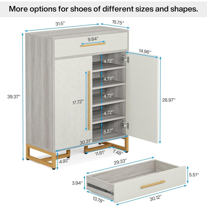 Tribesigns Modern Shoe Cabinet with Doors 20 Pair Storage Drawer Entryway Organizer Image 6