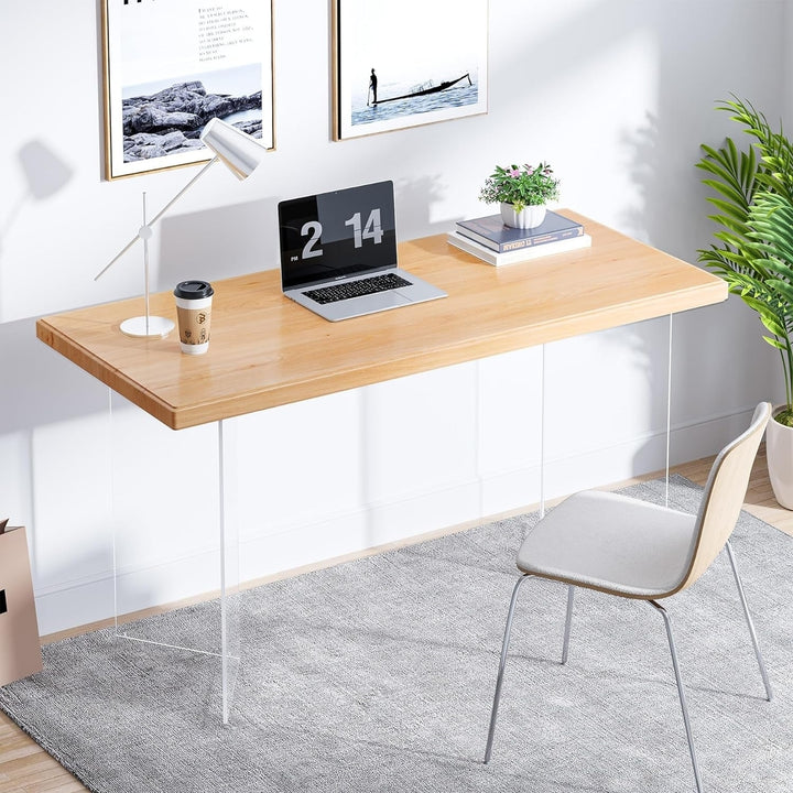 Tribesigns 55 Inch Computer Desk Wood Laptop Writing Table Acrylic Legs Image 1