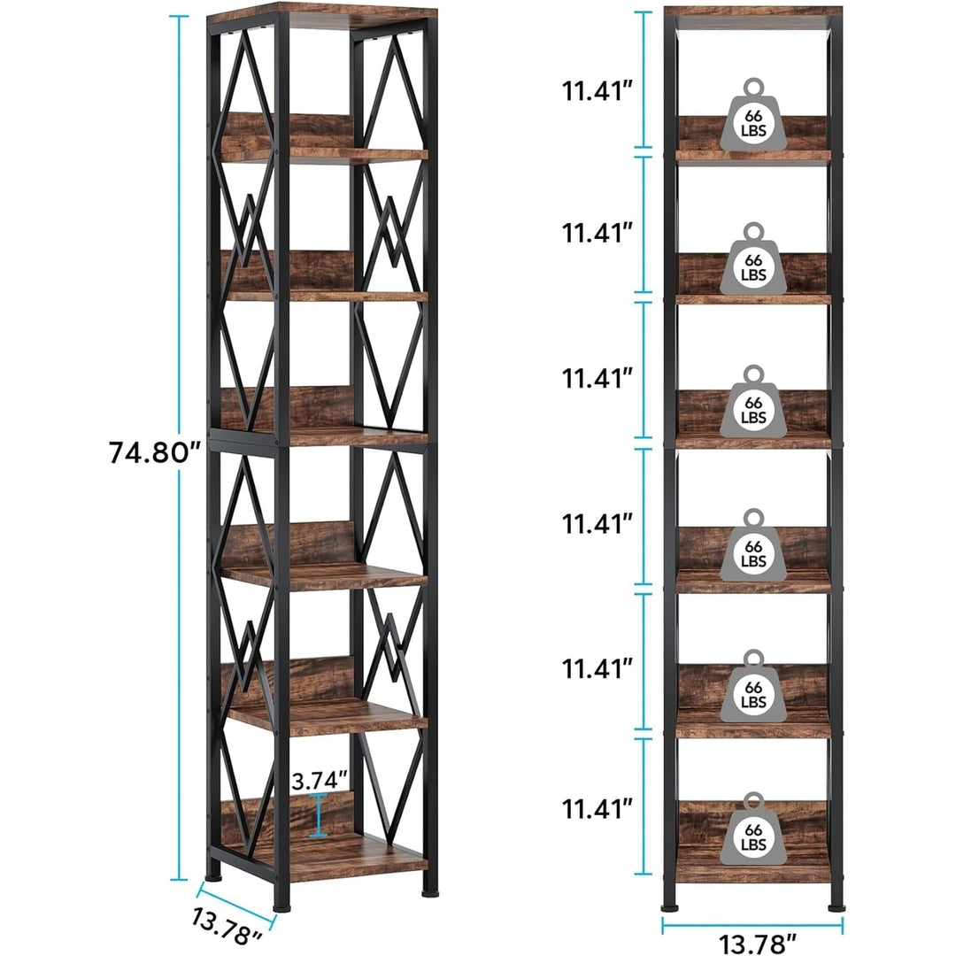 Tribesigns 6-Tier Narrow Bookshelf 75 Inch Tall Heavy Duty Metal Frame Storage Image 6