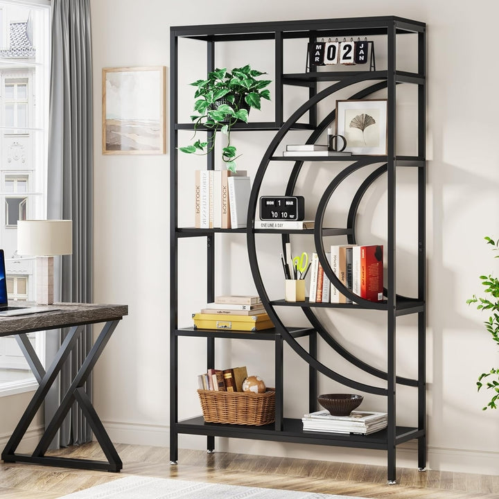 Tribesigns 71 inches Bookcases, Industrial 8-Tiers Bookshelves, Black Etagere Bookcases with Geometric Metal Frame Image 3