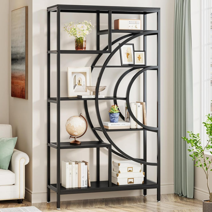 Tribesigns 71 inches Bookcases, Industrial 8-Tiers Bookshelves, Black Etagere Bookcases with Geometric Metal Frame Image 4