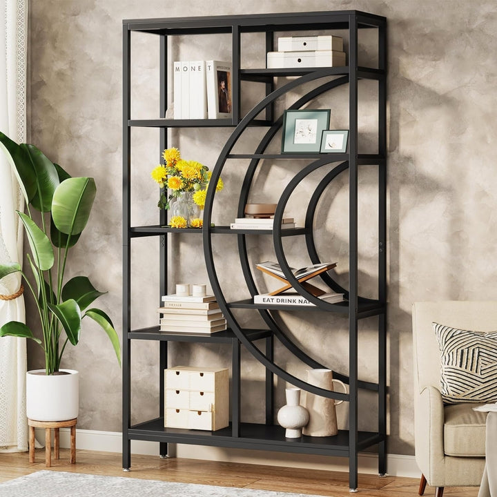 Tribesigns 71 inches Bookcases, Industrial 8-Tiers Bookshelves, Black Etagere Bookcases with Geometric Metal Frame Image 5