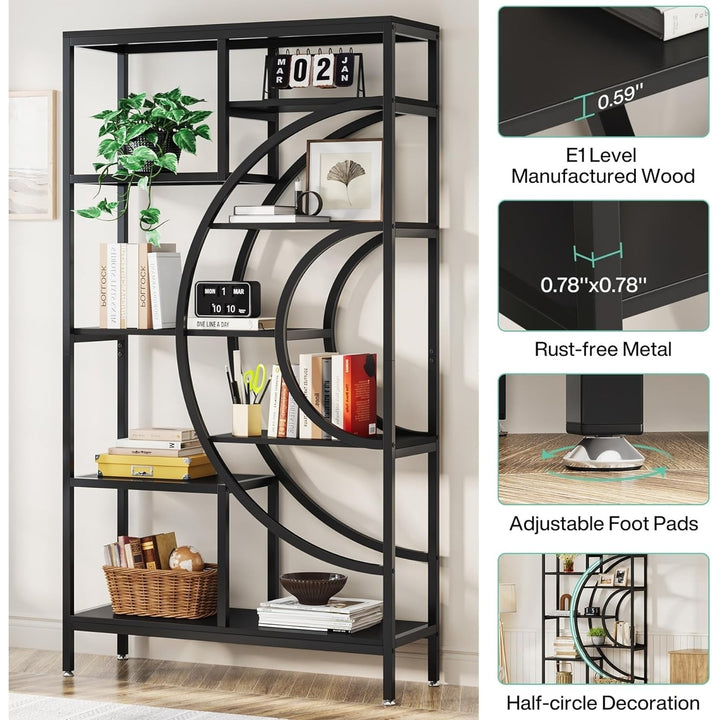 Tribesigns 71 inches Bookcases, Industrial 8-Tiers Bookshelves, Black Etagere Bookcases with Geometric Metal Frame Image 6