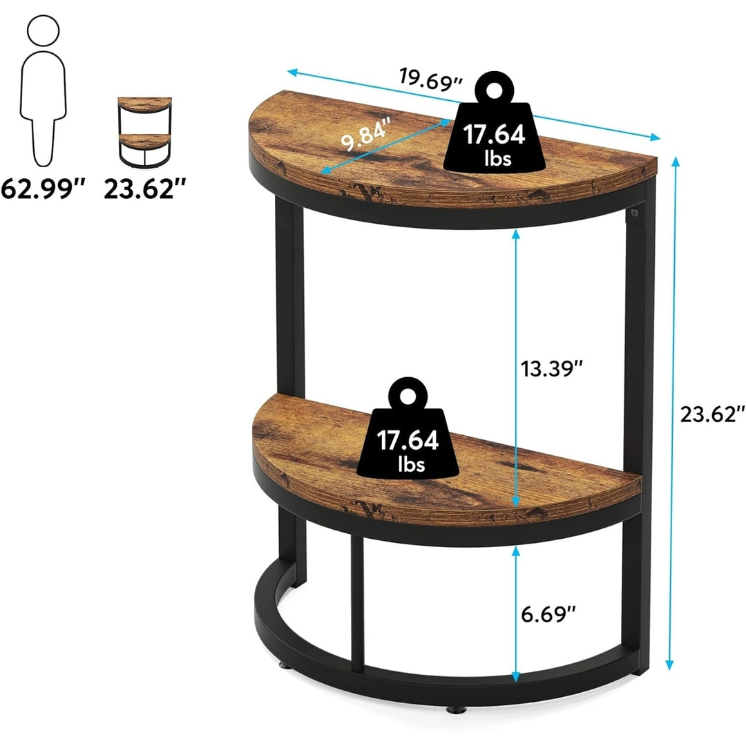 Tribesigns 2-Tier Half Round End Table Small Wood Side Table with Storage Shelf Image 5