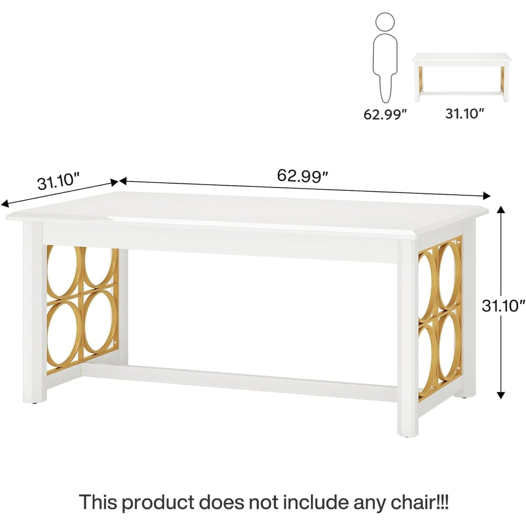 Tribesigns 63" Modern Executive Desk White Glossy Large Home Office Table Image 6