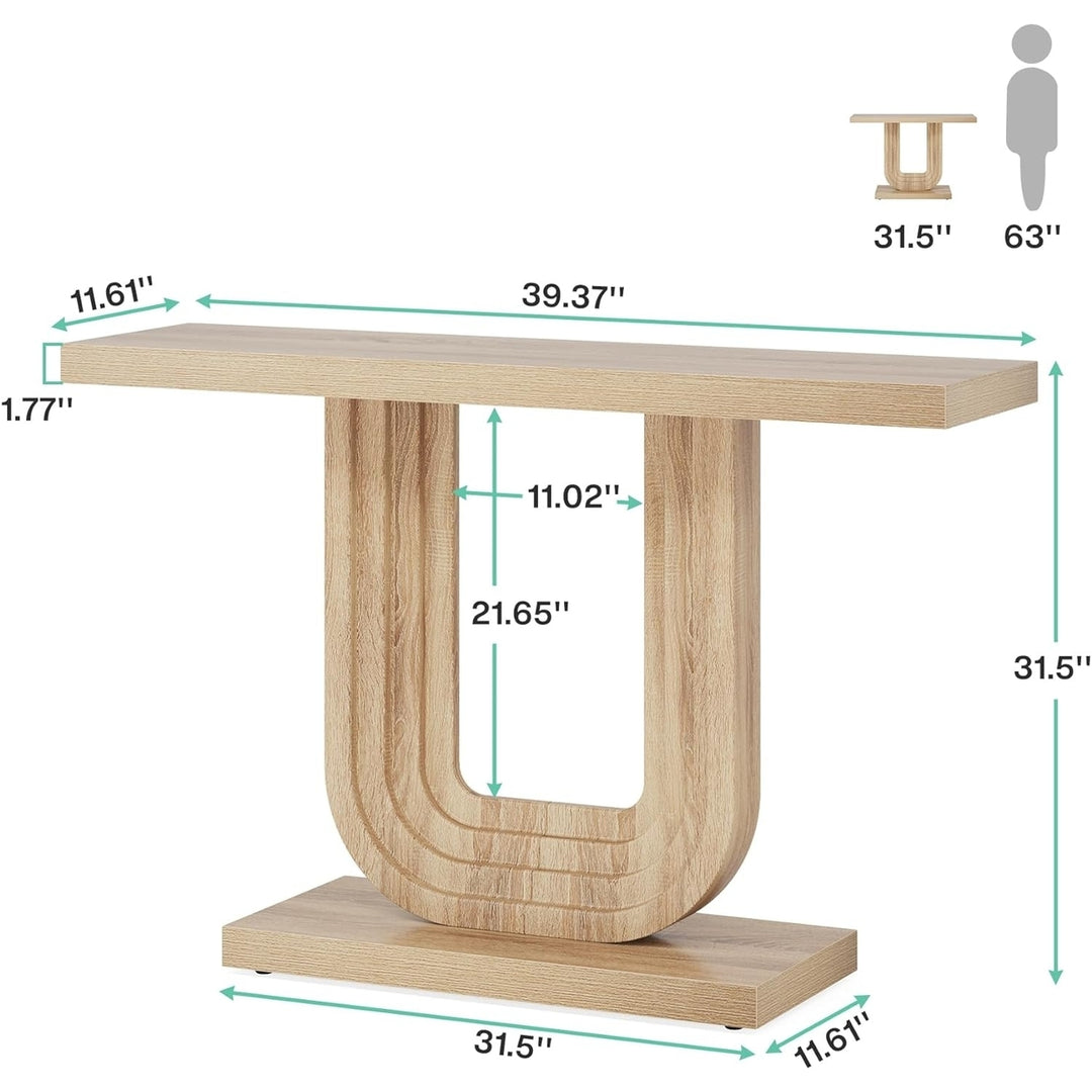 Tribesigns Farmhouse Console Table 39" Narrow Wood Entryway Table Geometric Base Image 6