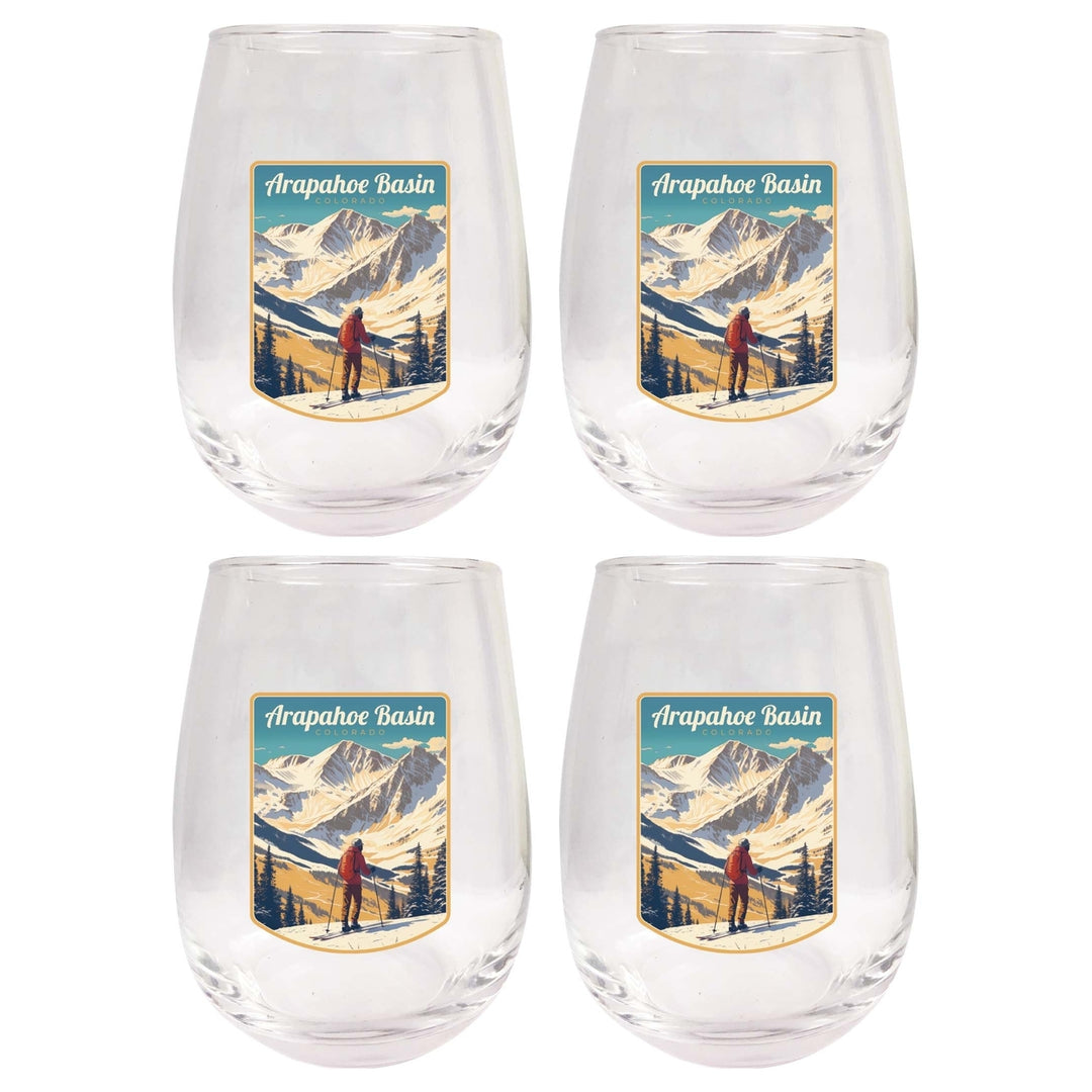 Arapahoe Basin Design A Souvenir 15 oz Stemless Wine Glass 4-Pack Image 1