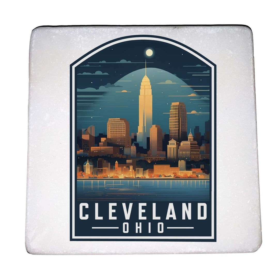 Cleveland Ohio Design A Souvenir 4x4-Inch Coaster Marble 4 Pack Image 1