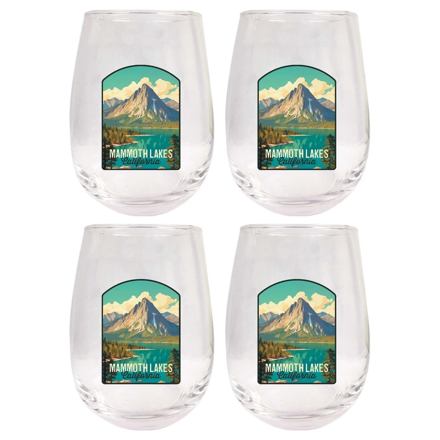 Mammoth Lakes California Design A Souvenir 15 oz Stemless Wine Glass 4-Pack Image 1