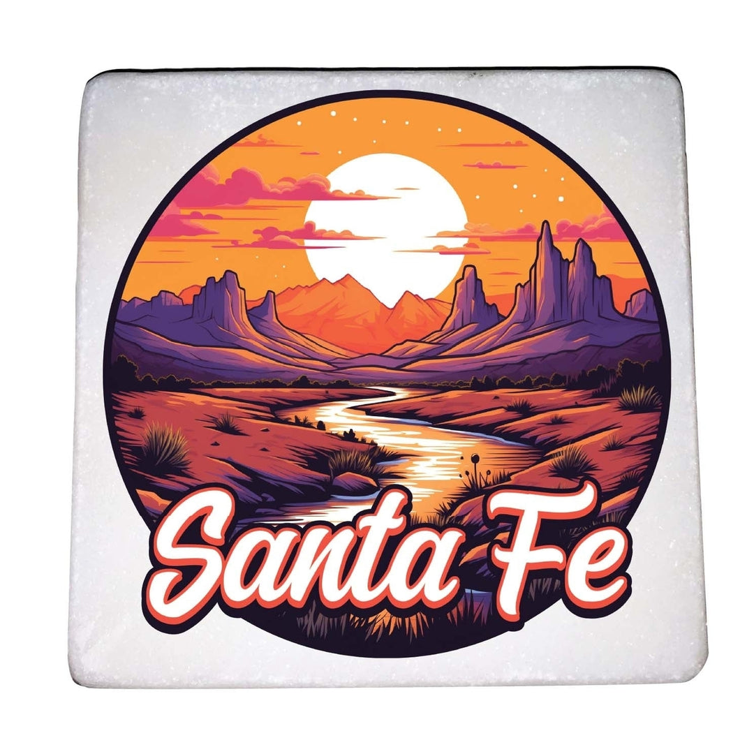 Santa Fe Mexico Design B Souvenir 4x4-Inch Coaster Marble 4 Pack Image 1