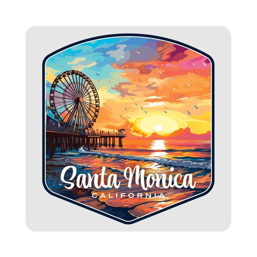 Santa Monica California Design A Souvenir 4x4-Inch Coaster Acrylic 4 Pack Image 1