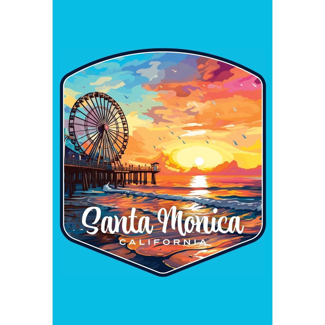 Santa Monica California Design A Souvenir Wood sign with frame 5x7 Image 1