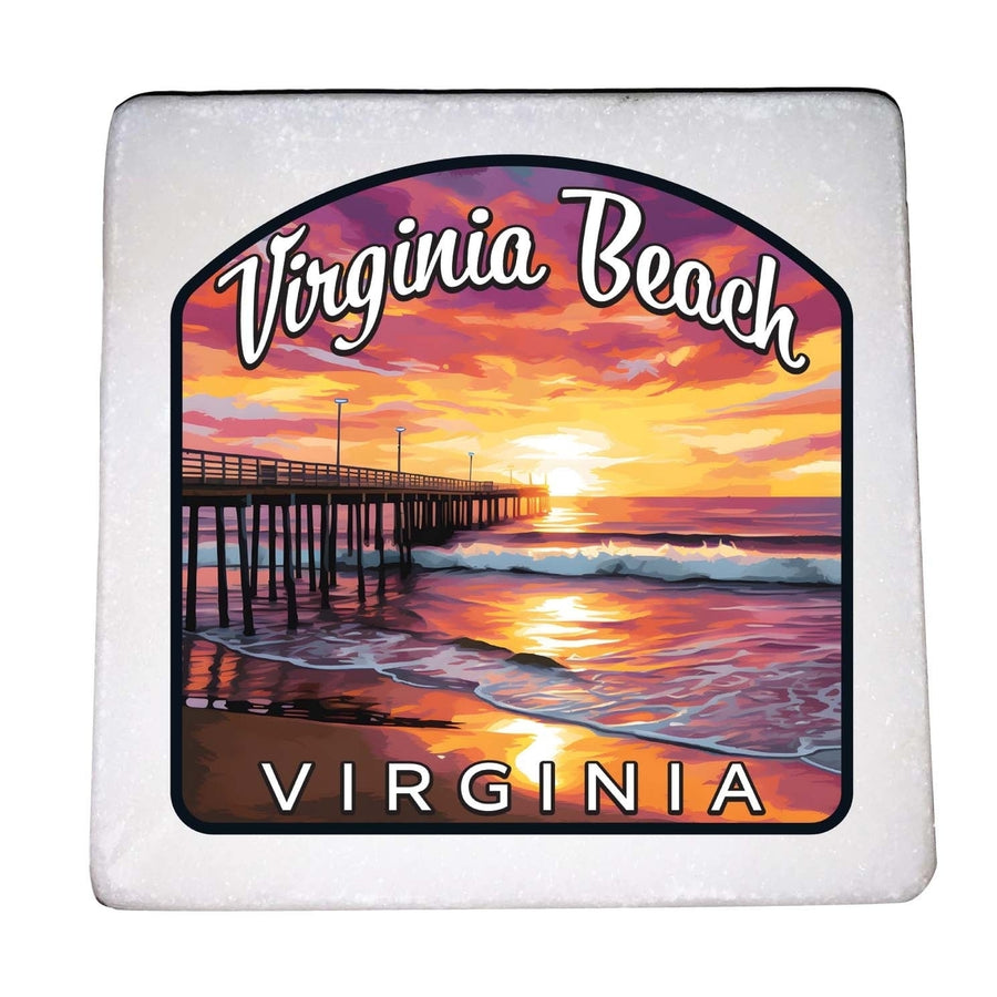 Virginia Beach Viginia Design A Souvenir 4x4-Inch Coaster Marble 4 Pack Image 1