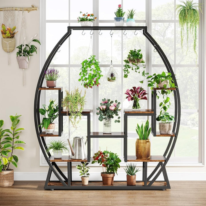 Tribesigns 5-Tier Indoor Plant Stand 69.69 Inches Tall Metal and Wood Storage Image 3